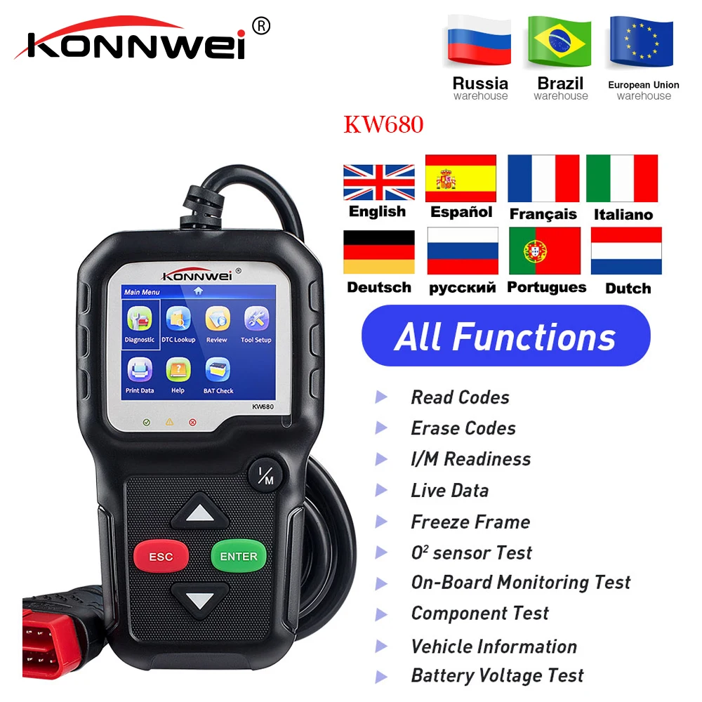Лидер продаж автомобильный диагностический сканер KW680 полная функция OBD
