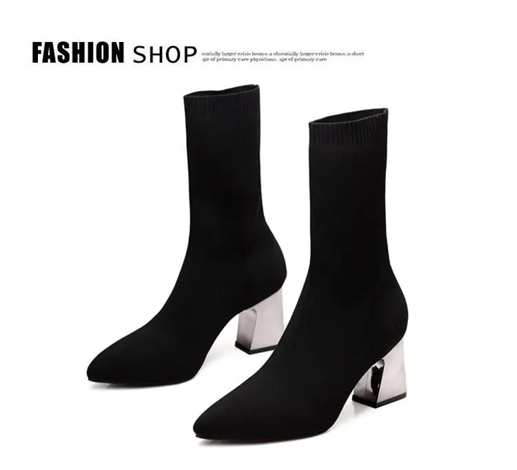 Обувь Bootee/ г.; женские сапоги; чулки; носки со шнуровкой; ботильоны черного цвета с острым носком; весенние ботинки на высоком каблуке из микрофибры на шнуровке в римском стиле