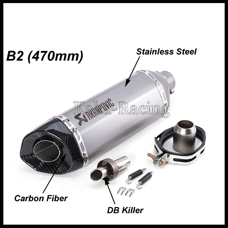 Inlet 51mm Universal Motorcycle Exhaust Muffler Pipe carbon fiber akrapovic exhaust tubo escape moto escapamento de | Автомобили и