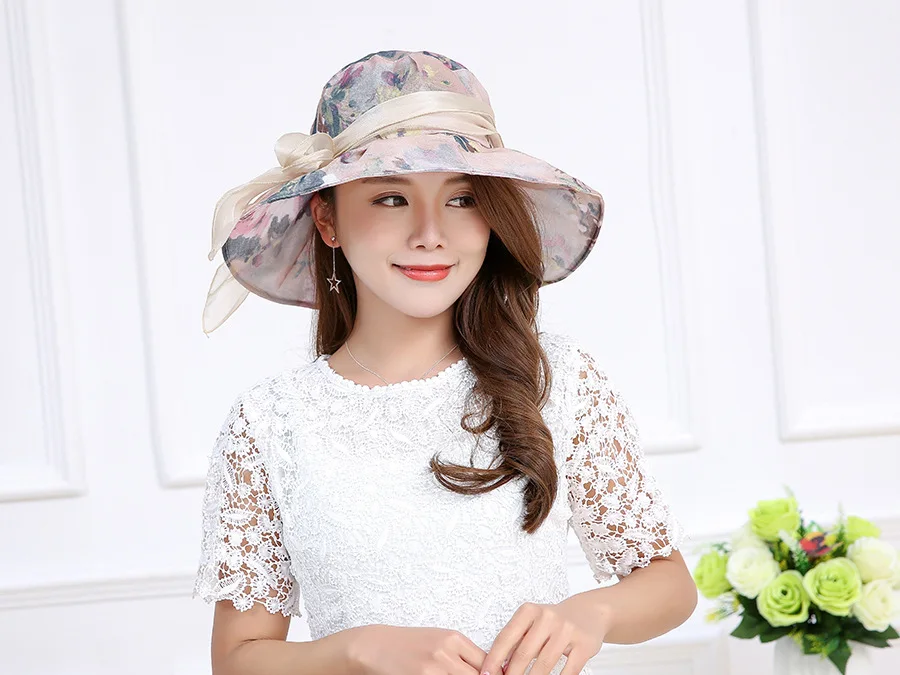Летняя женская шляпа от солнца с защитой ультрафиолета украшенная бантиком
