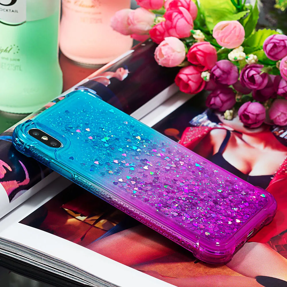 Tikono жидкие блестки песок Чехлы для мобильных телефонов iphone 6 6s 7 8 Plus X XR XS сердце