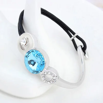 Браслет женский из натуральной кожи с кристаллами Сваровски|crystal swarovski bracelet|luxury