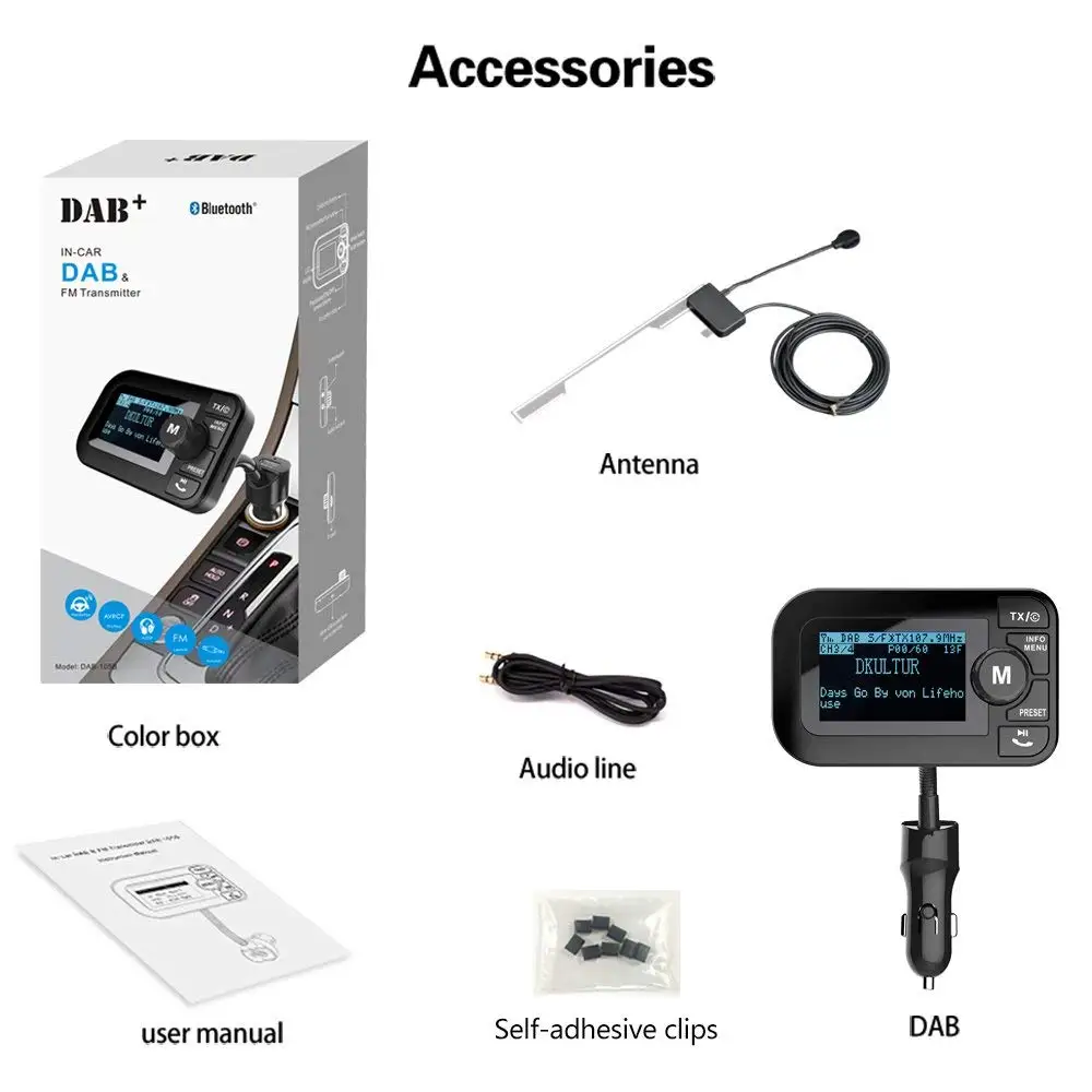 Цифровое радио в автомобиле DAB/DAB + с FM передатчиком 87 6 107 9 МГц 2 3 дюймовый ЖК экран