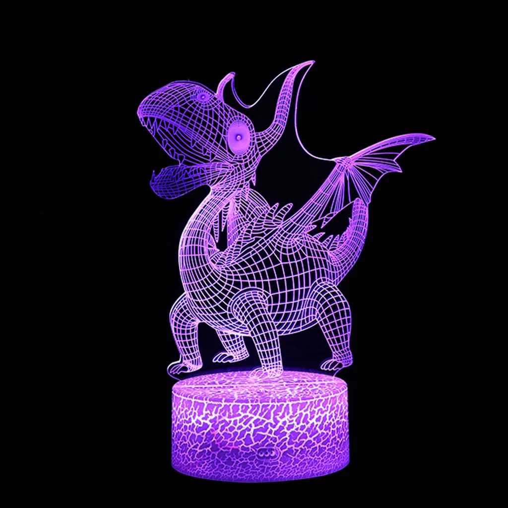 СВЕТОДИОДНЫЙ 3D ночник с подсветкой Иллюзия свет настольная USB 3D визуальная лампа в виде динозавра 7 цветов Изменение подарки 3D светильники для детей