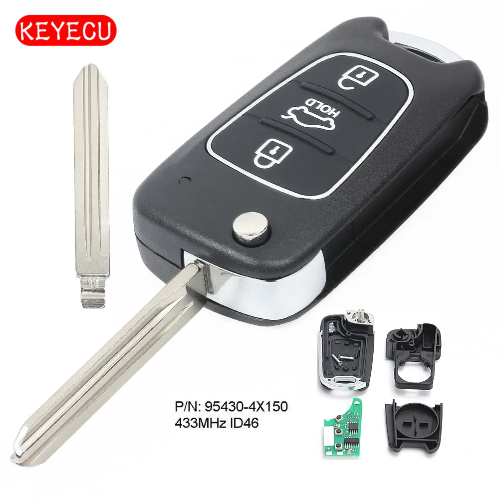 Keyecu обновлен удаленное брелок 3 кнопки 433 мГц ID46 чип для Kia K2 2015 P/N: 95430 4X150|Ключ от