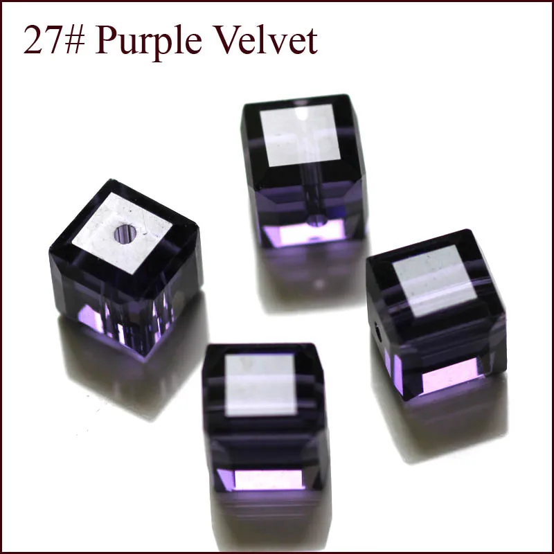 purple velvet 30fa 100 шт./пакет 4 мм 6 мм 8 мм кристалл бусины грановитая квадратной формы куб широкий бусины в ювелирное дело многоцветные - Цвет: purple velvet