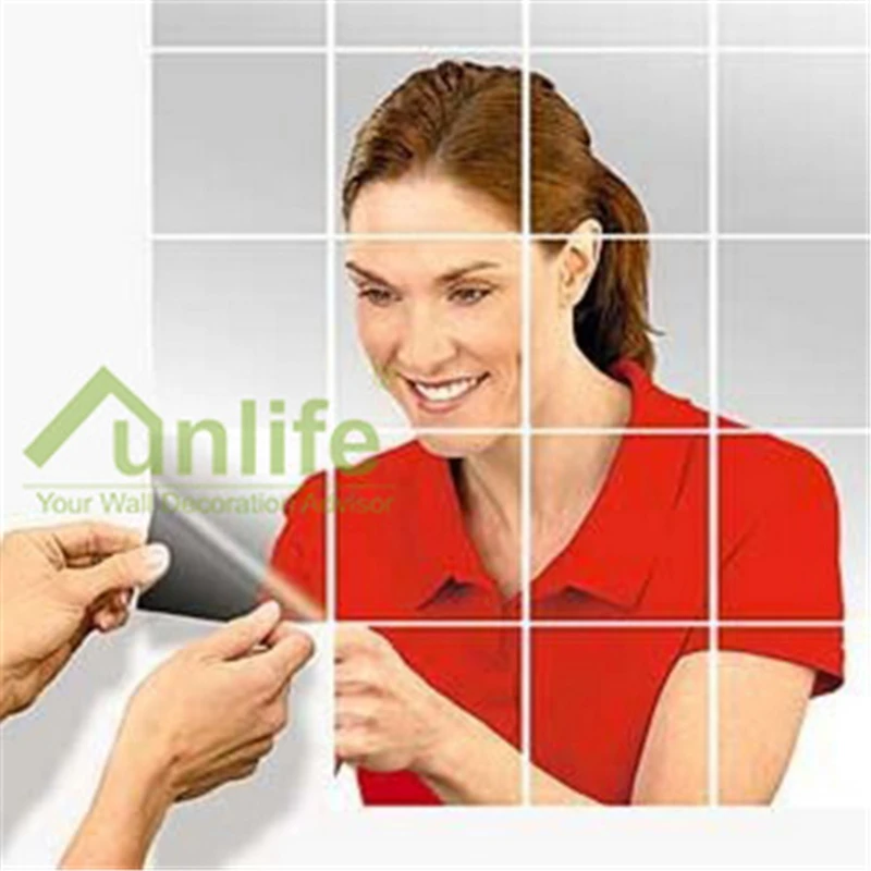 Funlife 1mm thick 15cmx16 square mirror reflective film creative wall sticker plastic living room ws decorative DIY paste | Дом и сад