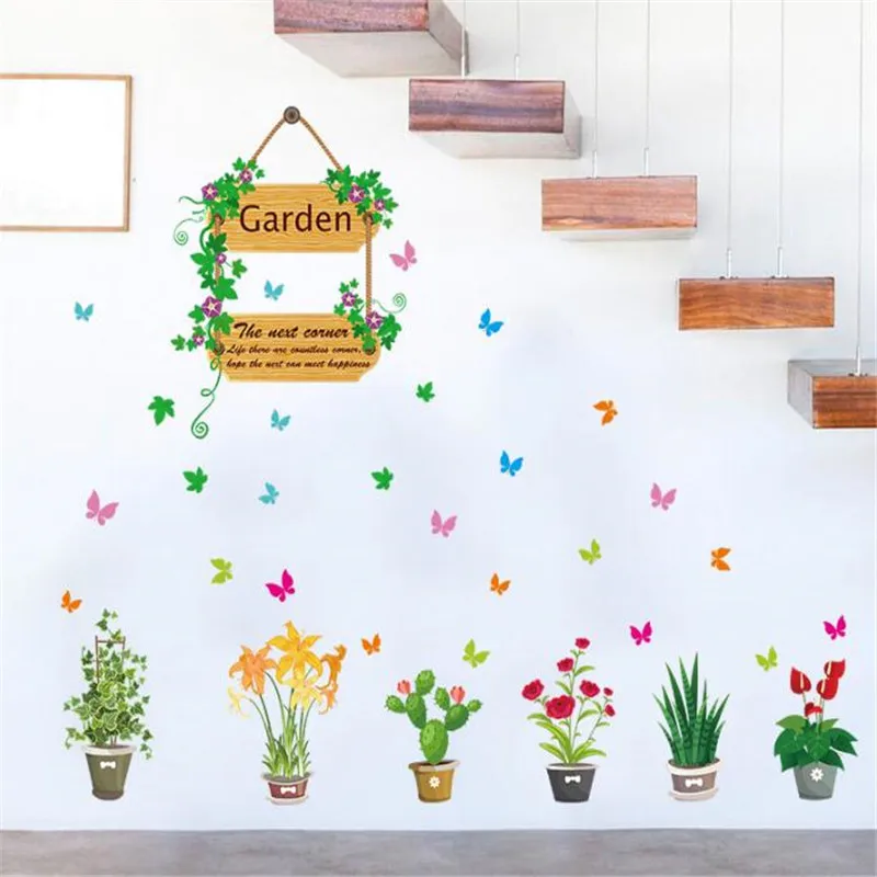 IDFIAF свежие цветы в горшке настенные наклейки для гостиной спальни входные двери