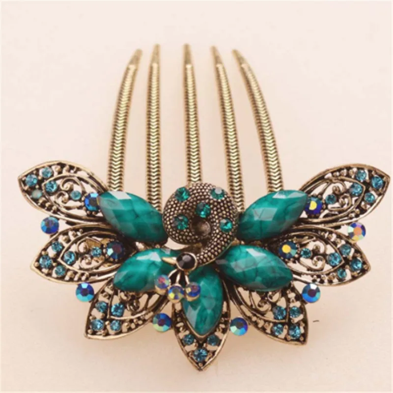 Красивые гребни для волос с павлином украшения подарки золотая металлическая