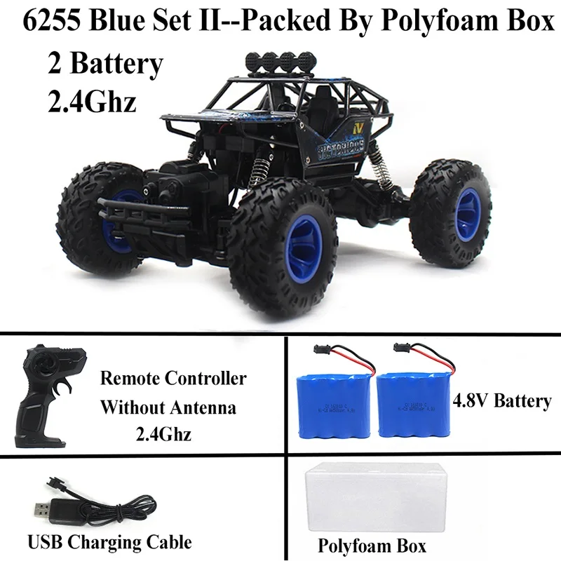 Blue-Set-2 1:18 рок-гусеничный Электрический Радиоуправляемый автомобиль, радиоуправляемые игрушки, радиоуправляемый светодиодный автомобиль, уличные забавные игрушки для мальчиков, детские игрушки 6255 - Цвет: Blue-Set-2