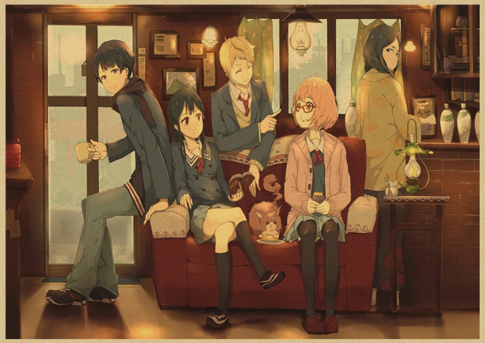 Kyokai no kanata Мирай Курияма Наклейка на стену плакат из крафт-бумаги наклейки японский домашний декор крафт-бумага наклейки на стену