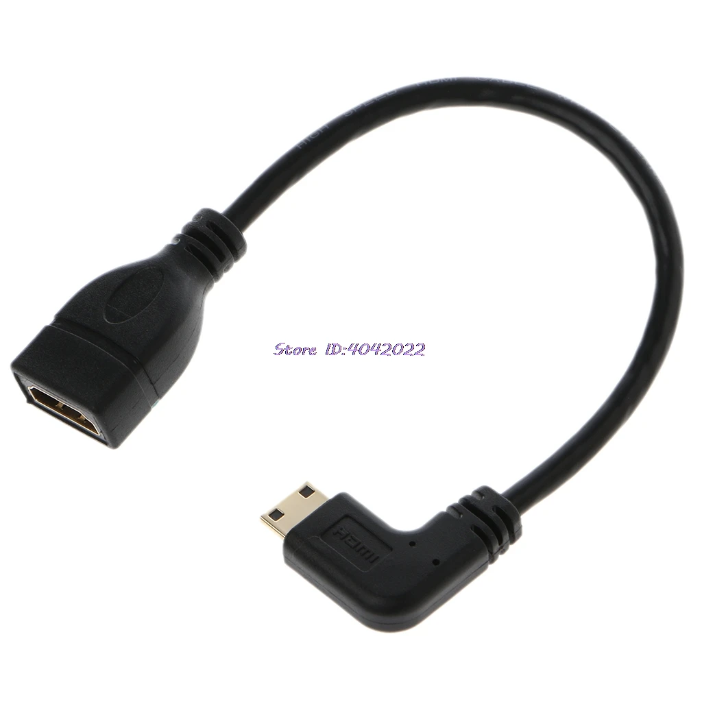 angled direction L 90 градусов угловой мини-usb HDMI Мужской к HDMI Женский удлинитель Кабель для передачи данных 21 см - Цвет: angled direction L