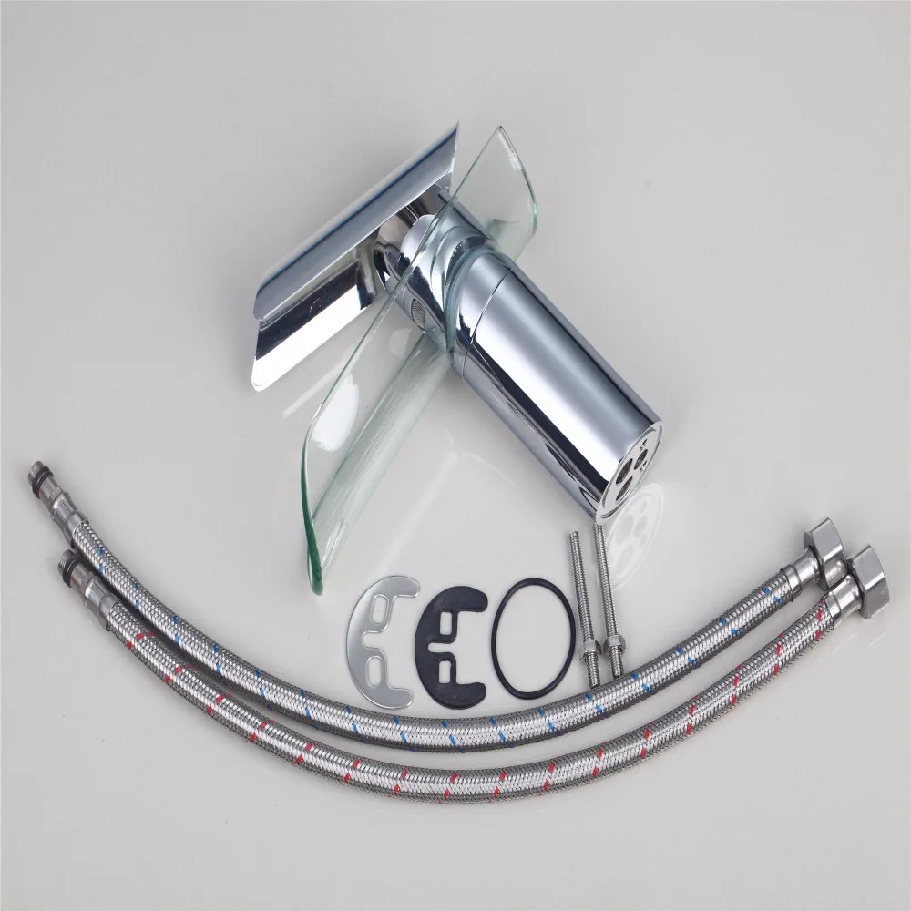 Новый стеклянный кран с водопадом смеситель для ванной комнаты одной ручкой