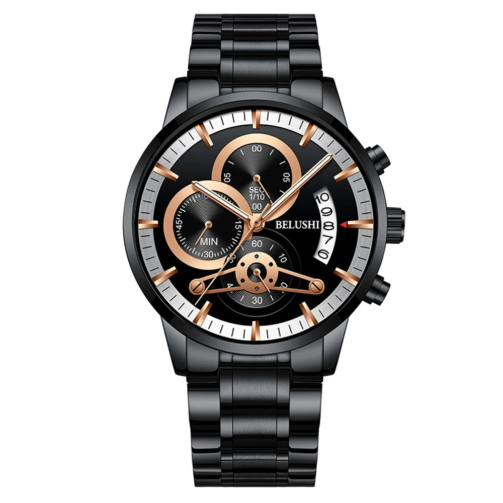 

2020 Top Brand Multi Functional Mens Watch Relojes Para Hombre Stainless Steel Waterproof Quartz Wristwatch Male Clock Man Watch