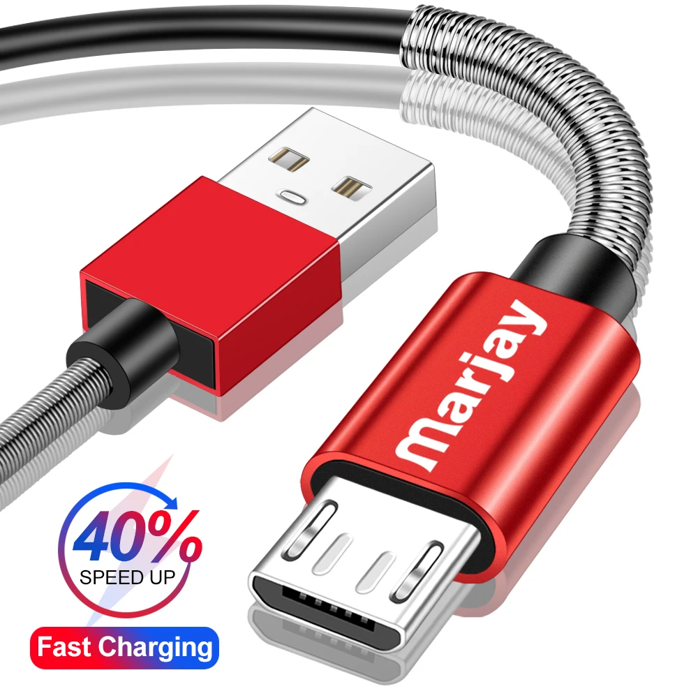 Marjay микро пружинный usb-кабель для samsung Galaxy A9 Pro кабели для мобильных телефонов Xiaomi Redmi USB кабель Зарядное устройство Шнур для huawei