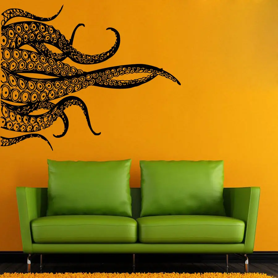 Zee dier vinyl muur applique Octopus tentakels muurstickers badkamer decoratie behang Octopus stijl badkamer kunst wallpaper YS3