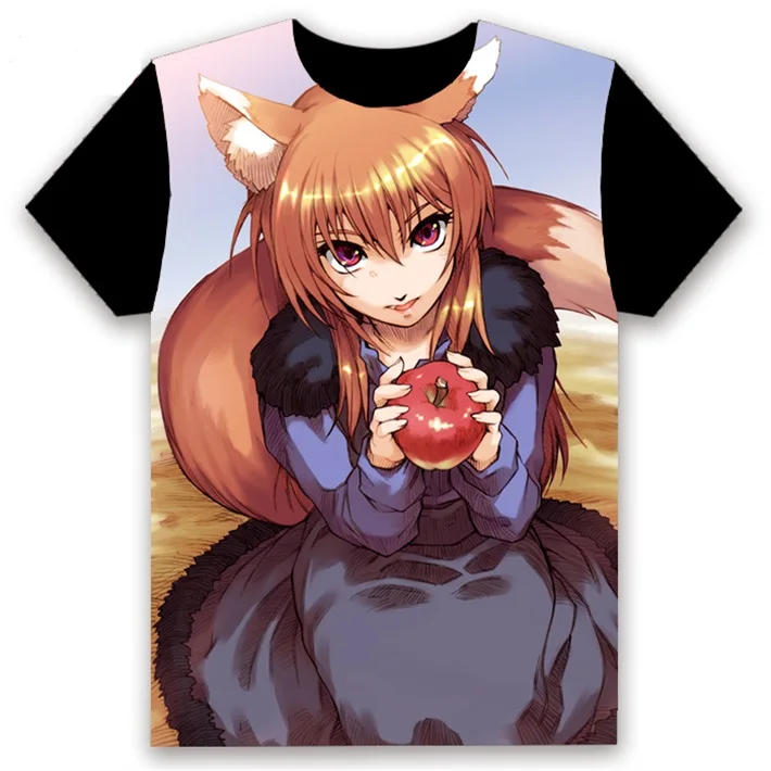 10 Аниме футболка Spice and Wolf Holo Косплей короткий рукав Женская Мужская черная футболка Повседневная летняя футболка Otaku - Цвет: 10
