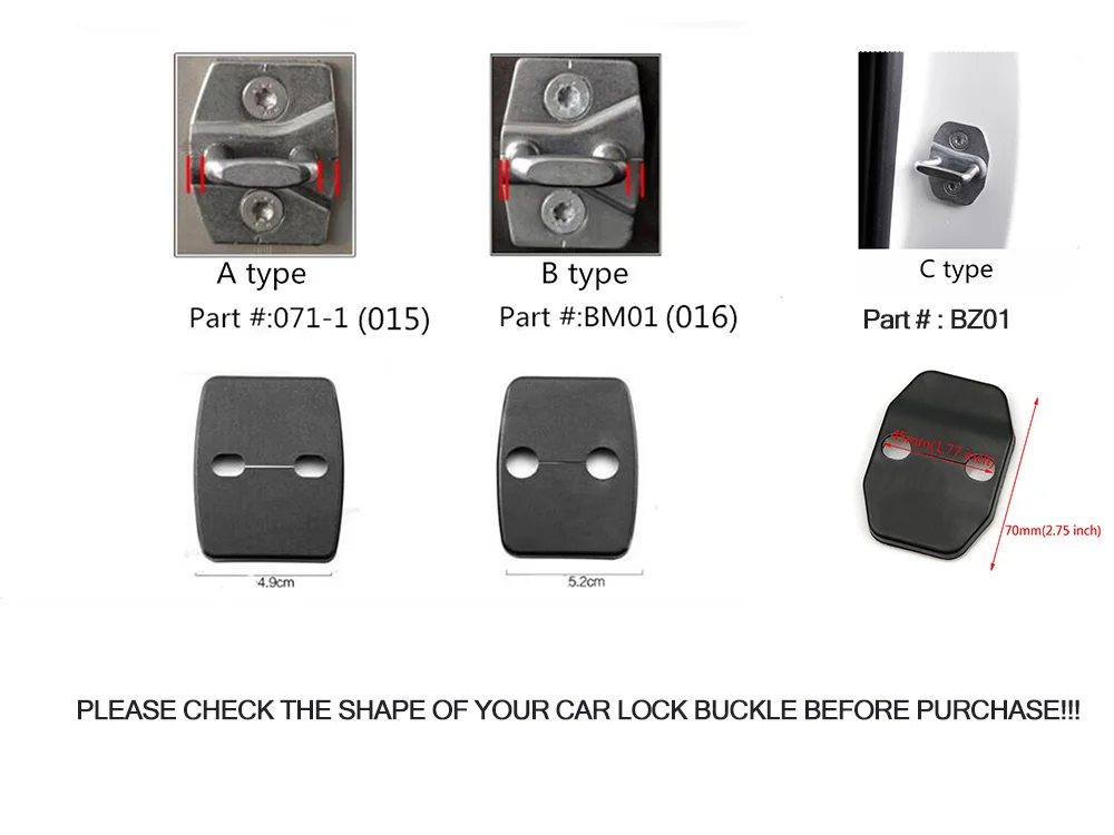 4pcs/set Car Door Lock Stopper Arm Protection ABS Cover For MINI Cooper One JCW S R55 R56 R57 R58 R59 R60 Countryman R61 F56