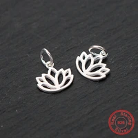 uqbing 1011mm hollow 925 sterling silver buddhist elements lotus flower charm beads for women diy necklaces pendants