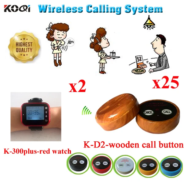 

Wireless Calling System One-Stop Supply Commerical Catering Used In Restaurant Equipment For Guest(2 watch+25 call button)