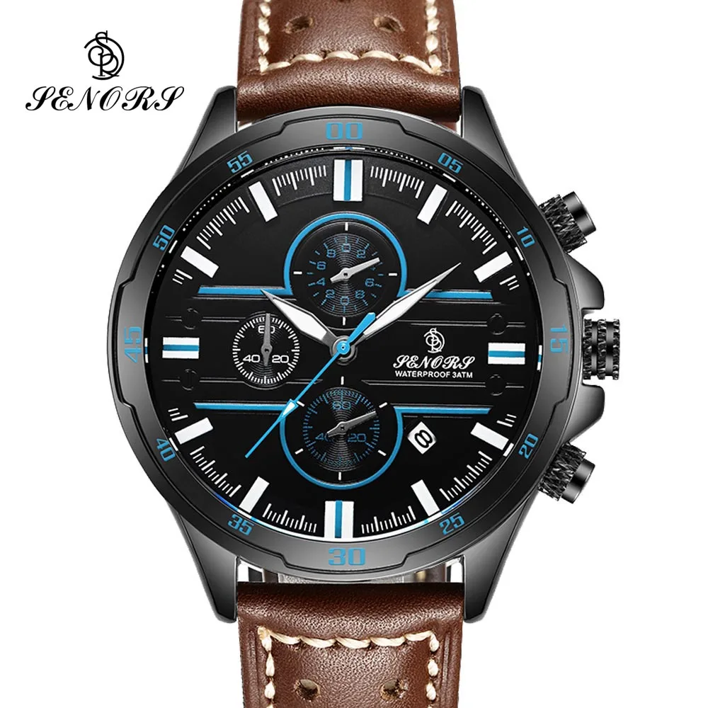 relogio masculino SENORS Mens Watches Top Brand Luxury Fashion Business Quartz Watch Men Sport Steel Waterproof Wristwatches|wristwatch