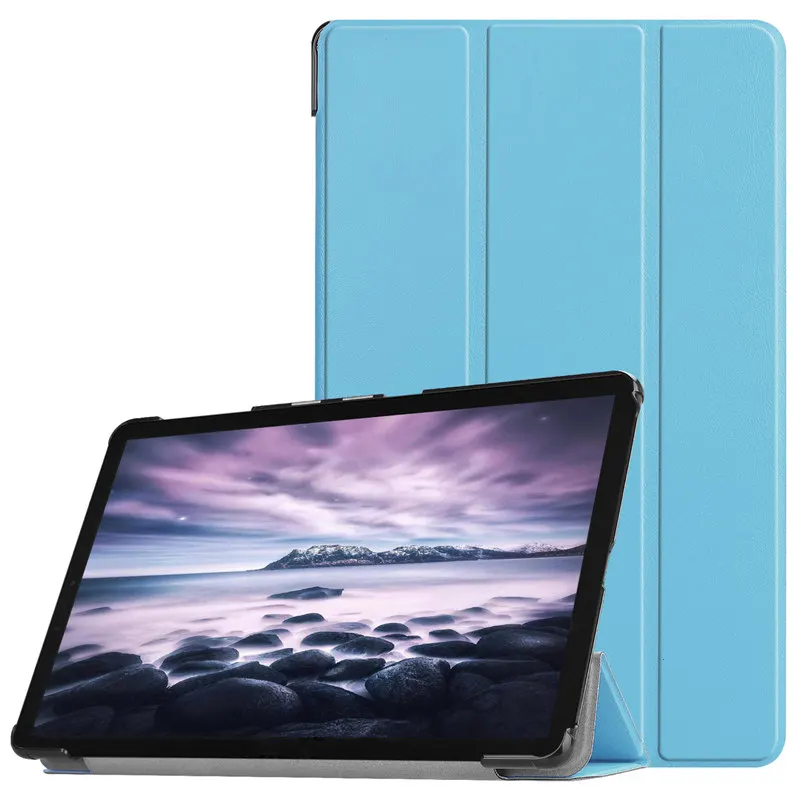 Чехол для планшета Funda для samsung galaxy Tab A 10,5 SM-T590 T595 из искусственной кожи, чехол-подставка для samsung Tab A2 10,"+ пленка+ ручка - Цвет: blue