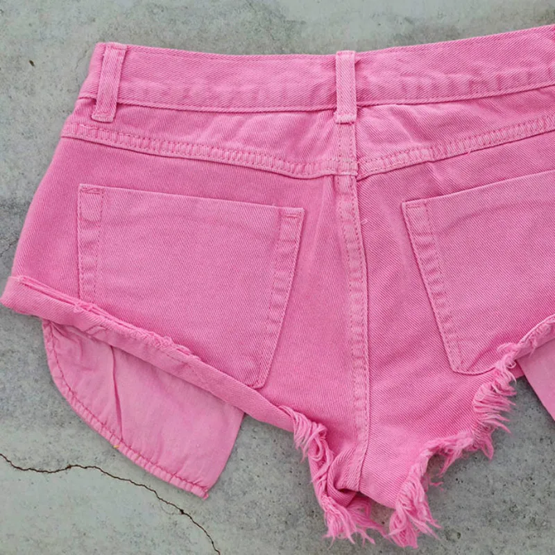 Low Waist Macaron Pink Jeans Shorts Women High Street Pantaloncini Donna Mujer 2019 Summer Denim | Женская одежда