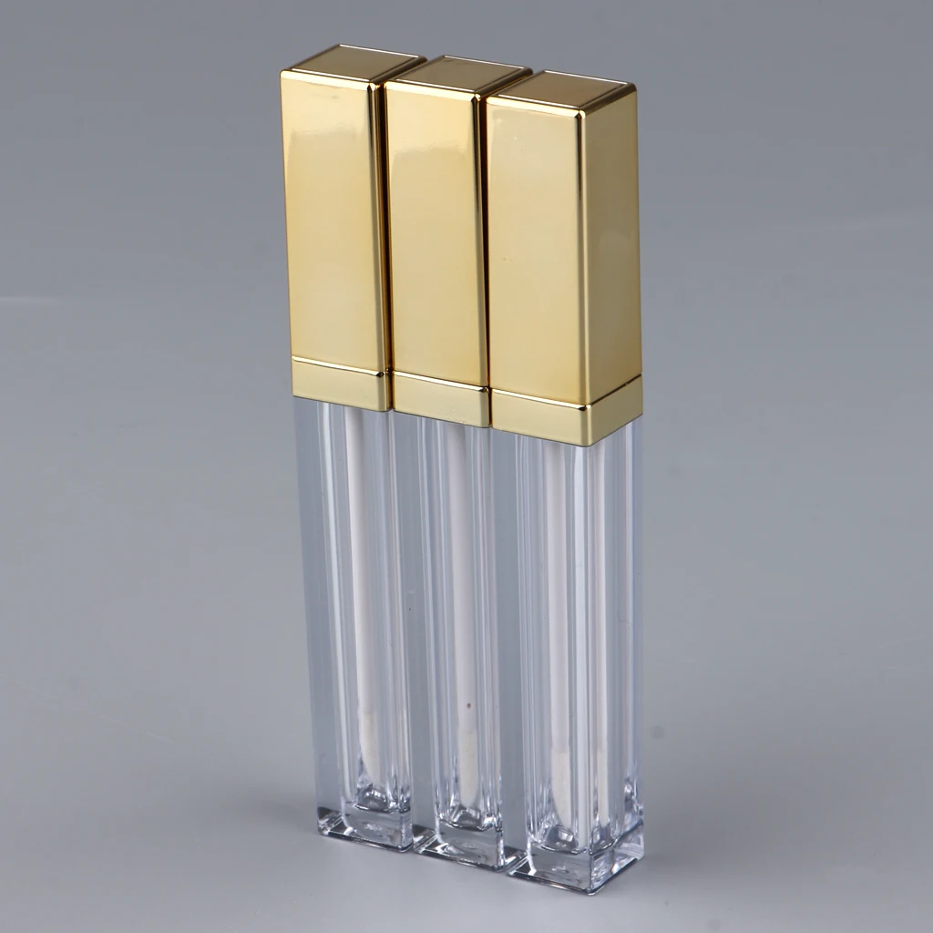 3 Packs Clear Mini Lip Gloss Tube Empty Balm Refillable Small Containers With Gold Lid for Liquid Makeup Cosmetics | Красота и