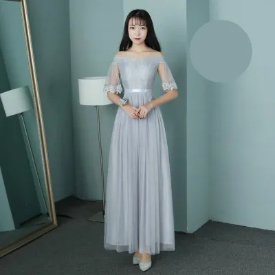 Sweet Memory New Long Bridesmaid Dress Champagne Bridesmaid Dresses SA1939 - Цвет: Yizhijian Gray