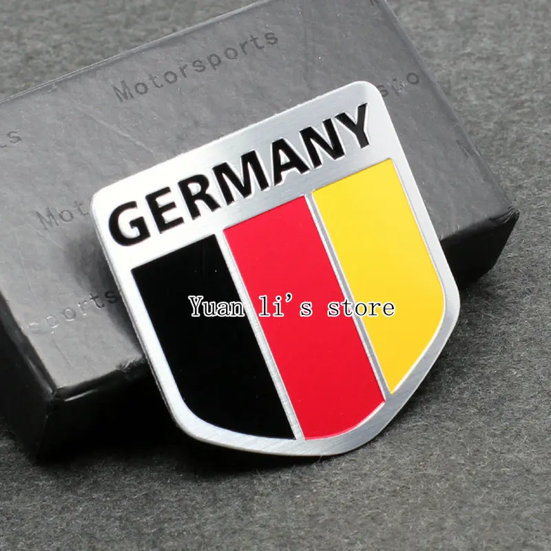 

10 Pcs 3D Metal Car Emblem GERMANY GERMAN FLAG car emblem badge stick 50*50mm Car Styling