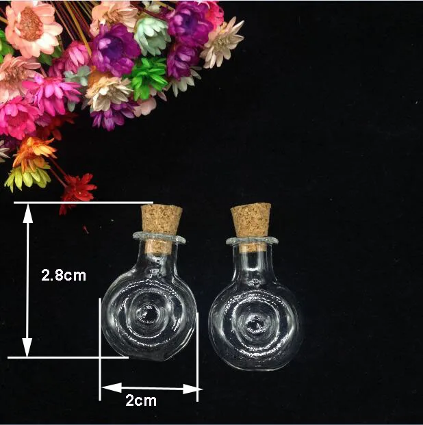 100 pcs small transparent oblate glass bottles with cork stoppers can be used as perfume pendant floating | Украшения и