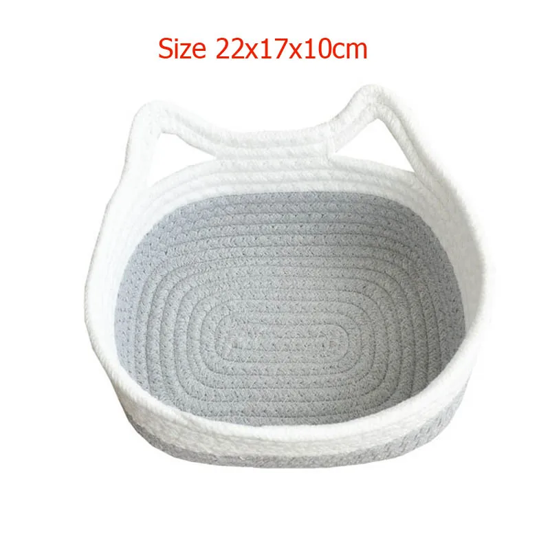 Oval Grey Хлопковая веревка грязная одежда корзина для хранения белья с кошачьими ушками органайзер для детей игрушка закуска ключ детская корзина домашний декор - Цвет: Oval Grey