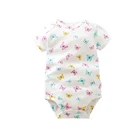 Новая летняя одежда для маленьких девочек; Кружевная одежда с короткими рукавами детские с буквенным принтом боди 100% хлопчатобумажные гольфы для новорожденных, для маленьких мальчиков, одежда для малышей на возраст от 0 до 24 месяцев