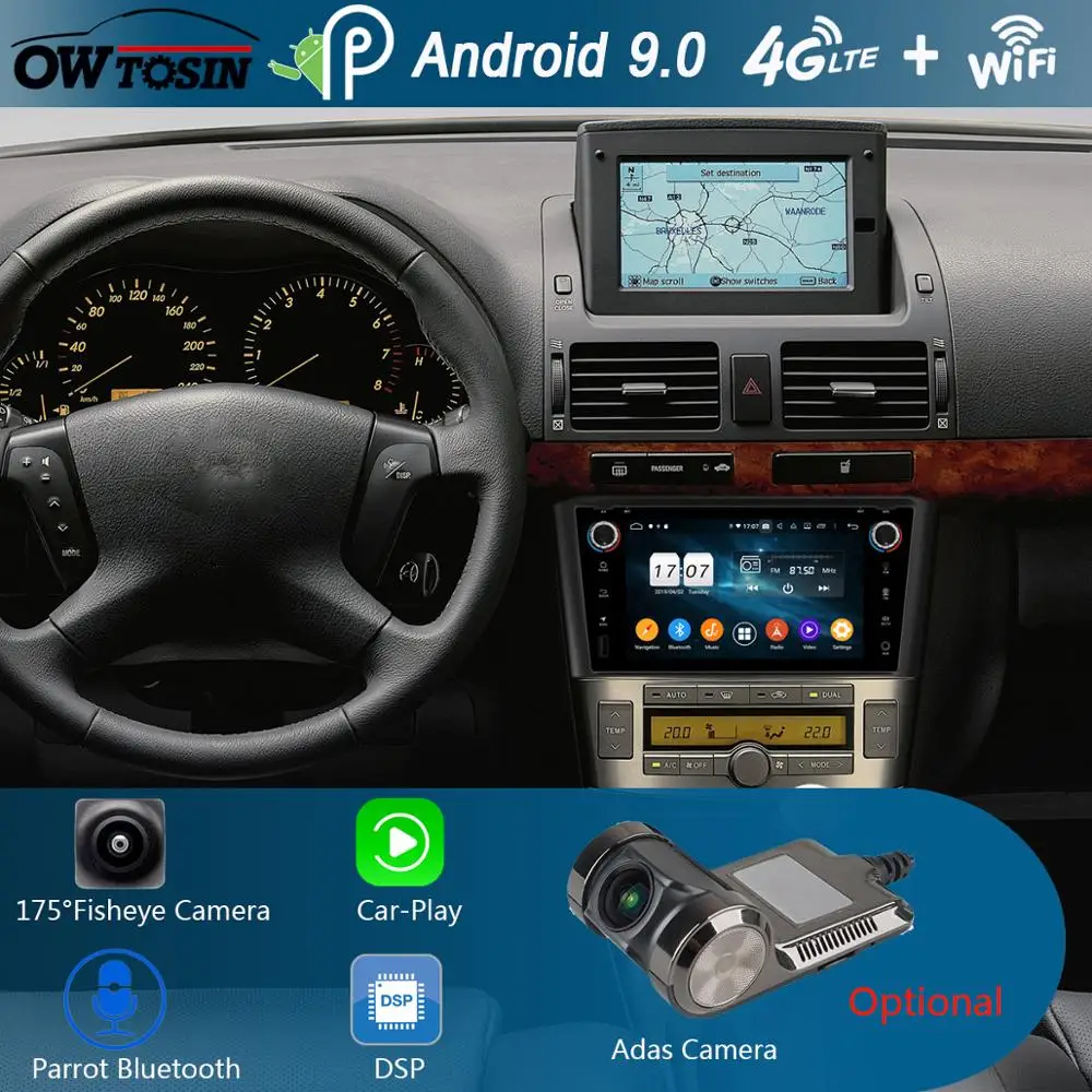 7" IPS 1024*600 8 Core 4GB RAM+64GB ROM Android 9.0 Car DVD Player For Toyota Avensis 2003-2009 DSP Radio GPS Parrot BT Adas