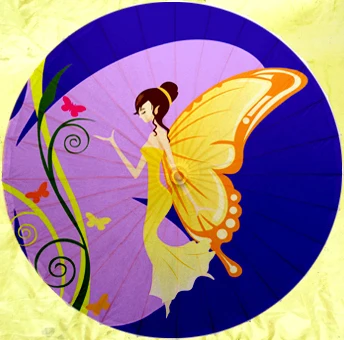 

[ Fly Eagle ] Free Shipping Paper Butterfly flower maiden Fairy Umbrellas Parasol Umbrella 84cm diameter