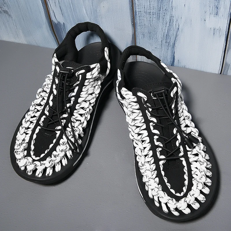 New Casual Men Soft Sandals Comfortable Men Summer Lycra Sandals Men Roman Summer Outside Home Beach Sandals Big Size DA0234