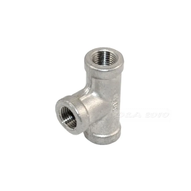 

MEGAIRON 1/8" Tee 3 way Female F/F/F Threaded Pipe Fittings Stainless Steel SS304 Equal Casting Round 3 Way Tee Pipe Accessory