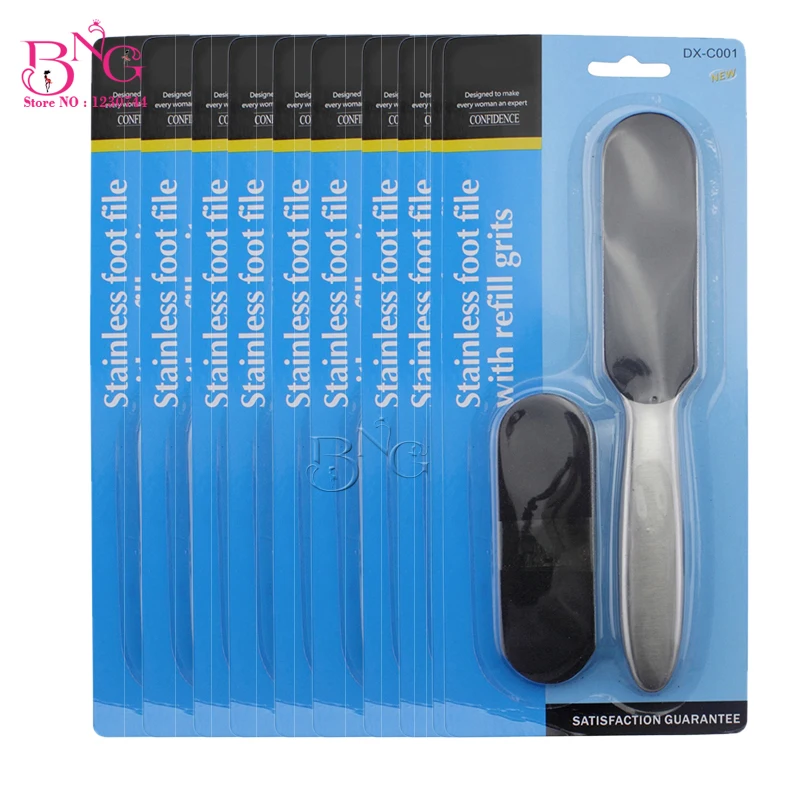 Оптовая продажа 10 компл./лот из нержавеющей стали двухсторонний педикюр пилка
