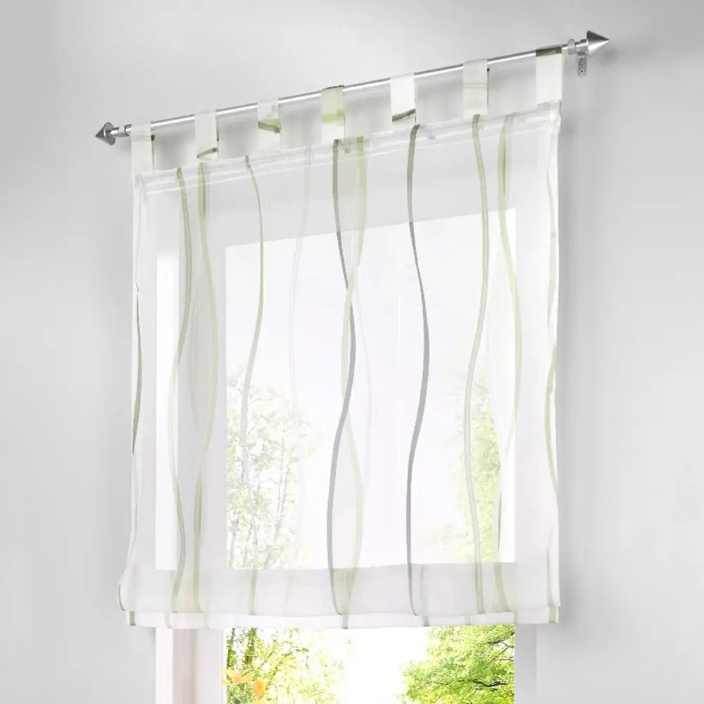 Пасторальные римские тюлевые занавески Классические Полосатые панельные для