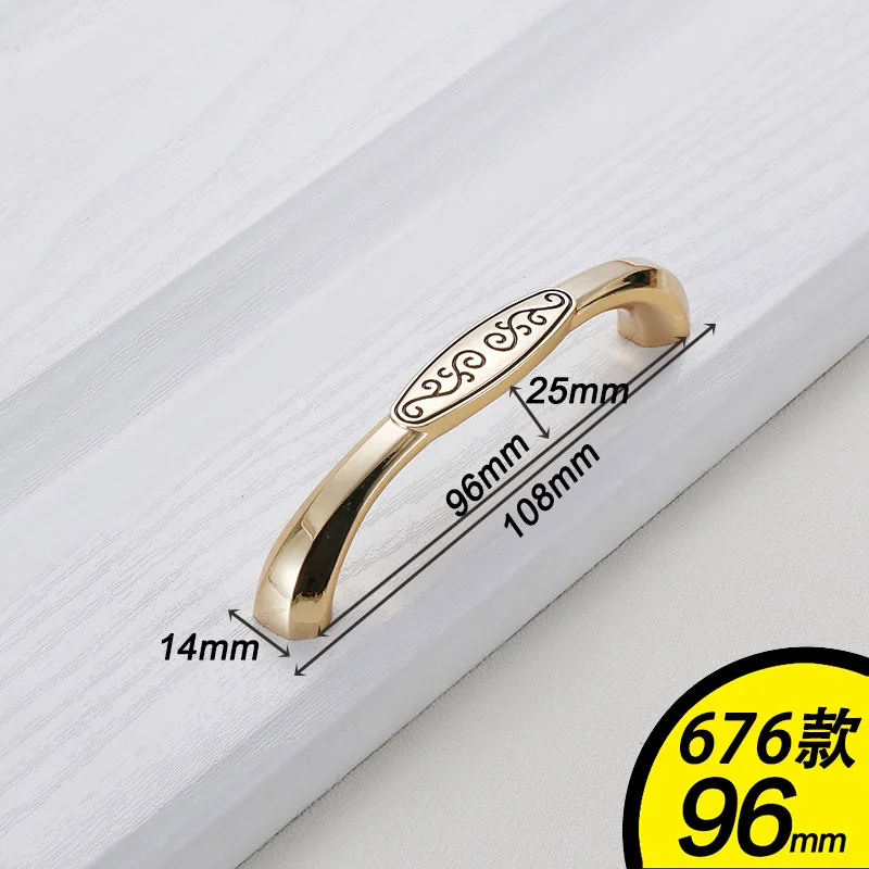 676-96 Gold AOBT китайские золотые серебряные для шкафа ручки кухонные ручки Роскошные выдвижные ящики шкаф дверная ручка шкаф оборудование для обработки мебели - Цвет: 676-96 Gold