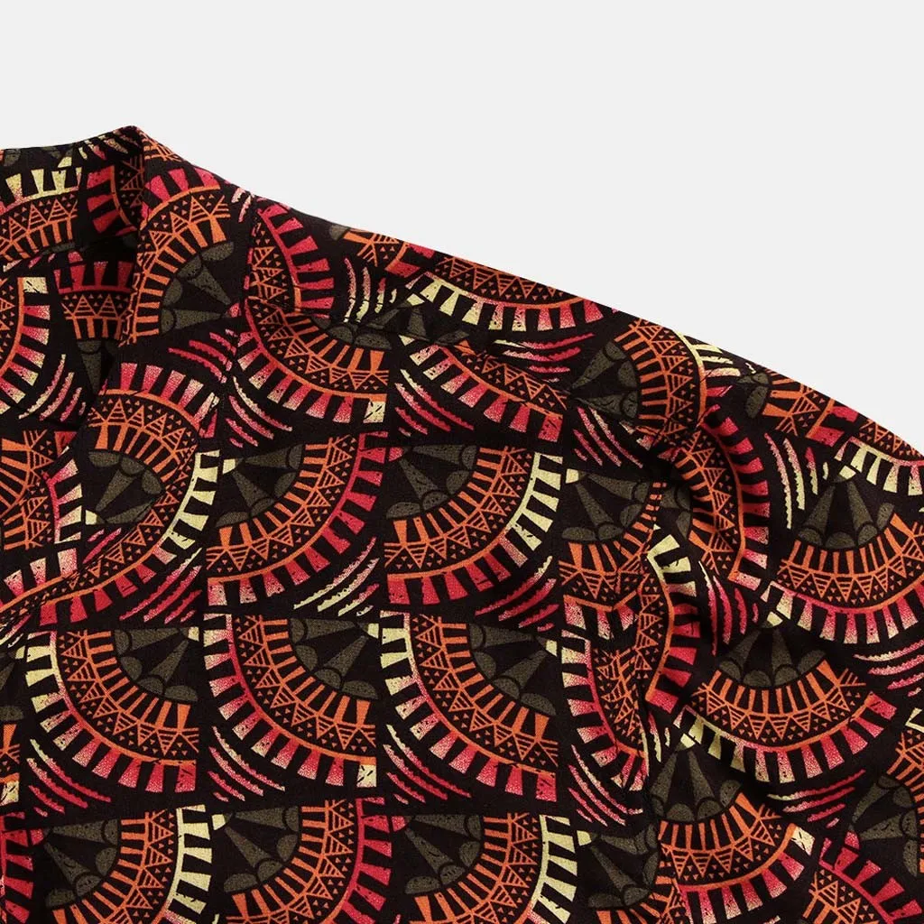 Мужская рубашка chemise летние винтажные этнические чехол с принтами воротник