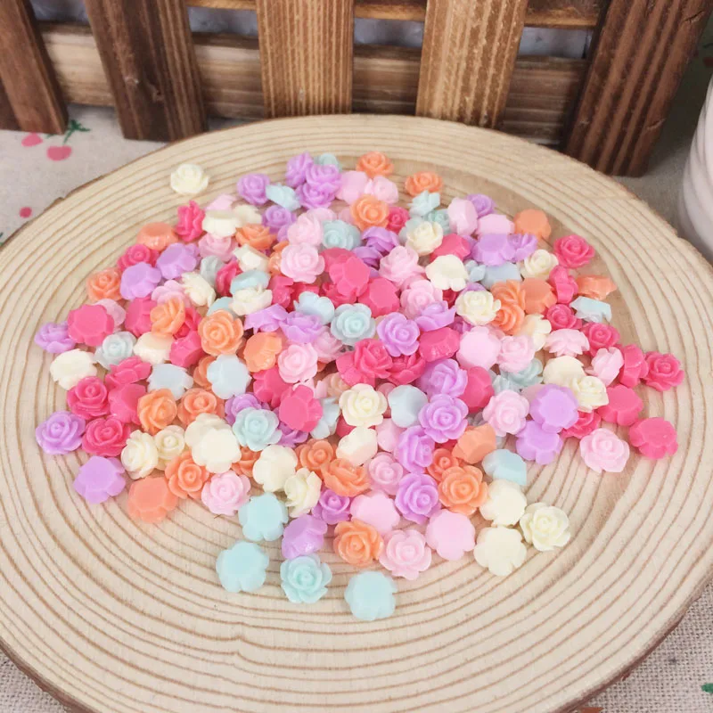 200 шт Смешанные Цвет с плоской задней Кабошон из смолы цветком Kawaii Смола поделки