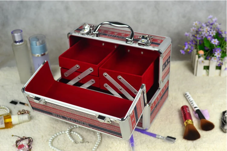 2014 stylish flag pattern design aluminum cosmetic case easy-carrying makeup box on sale | Багаж и сумки
