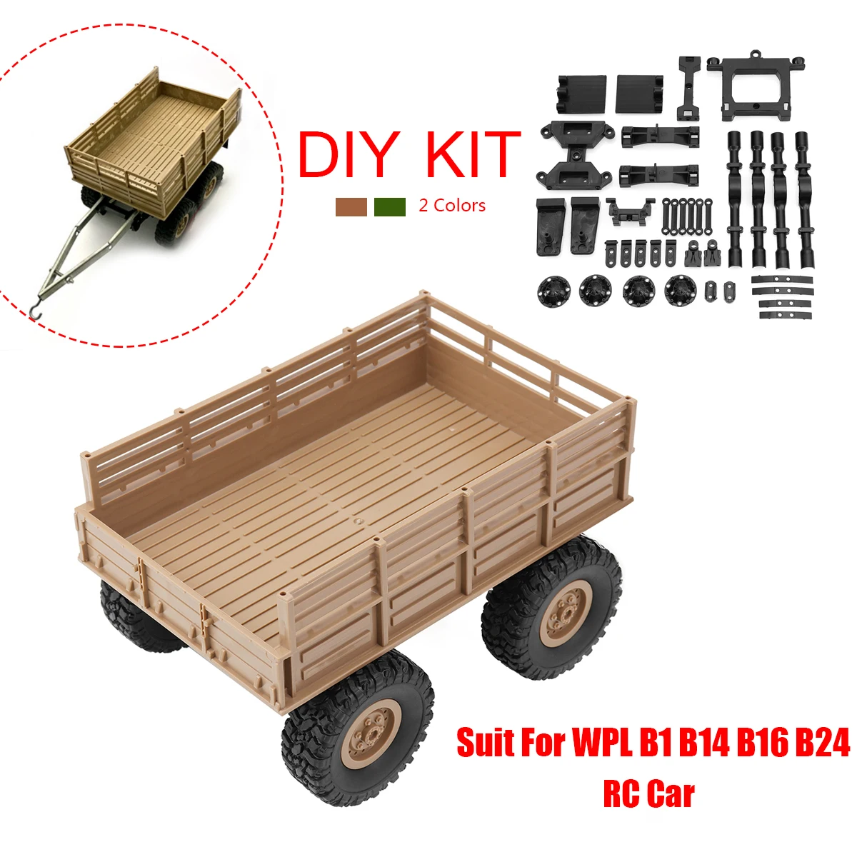 Обновленный прицеп военный Радиоуправляемый автомобиль DIY набор деталей для WPL B1 B14 B16 B24 1/16 металлический пластик высокая прочность износостойкий