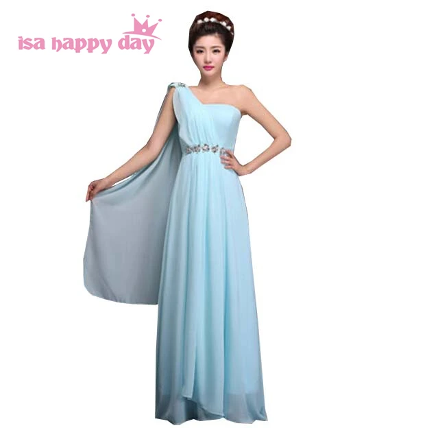 Светло-голубое красивое милое платье на одно плечо для средней школы