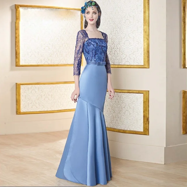 Новый мать Невесты Платье 2017 Русалка Матери кружева Из Бисера 3/4 Рукава