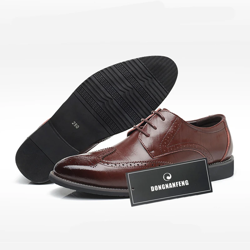 DONGNANFENG Men's Male Casual Cow Genuine Leather Shoes Oxfords British Brogue Business Lace Up Big Size 46 47 48 MHC-7196 | Обувь