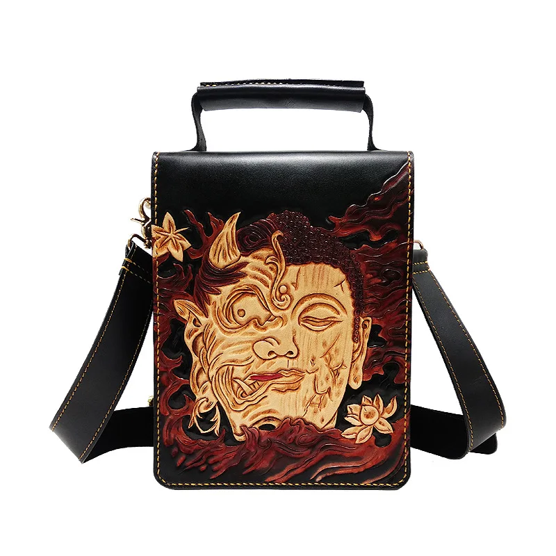 Натуральная кожа Мужская сумка Будда Повседневная Ретро Бизнес портфель-сумка