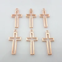 40pcs alloy rose gold hollow cross charms pendants beads 11x23mm jewelry findings