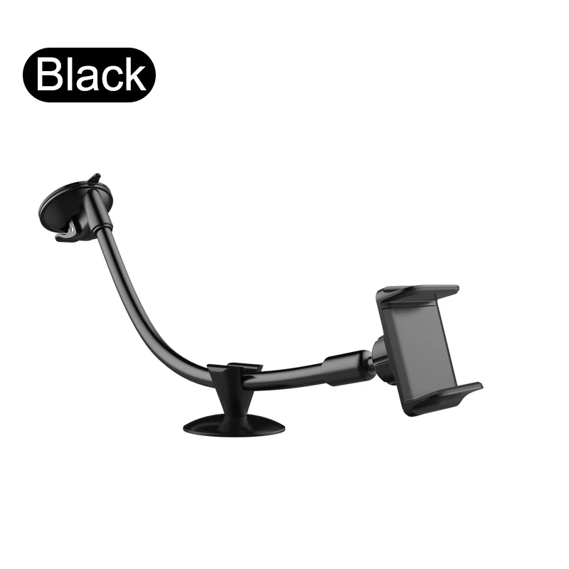 Black XMXCZKJ Автомобильный держатель для мобильного телефона Подставка для iPhone X 8 Крепление на лобовое стекло приборной панели длинная рука присоска чашка Автомобильный gps держатель для сотового телефона - Цвет: Black